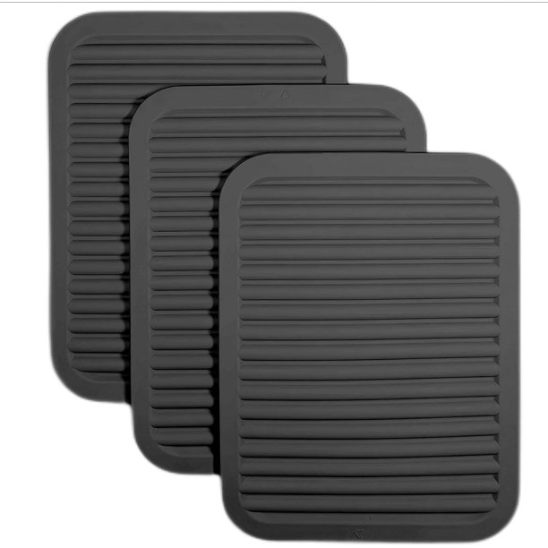 Silicone Trivets For Hot Pots and Pans Large, Trivets For Hot Dishes Modern, Trivets for Granite Countertops, Silicone Hot Pads For Kitchen, Silicone Hot Pads Pot Holders 9"X12"Grey Dark 3Pcs