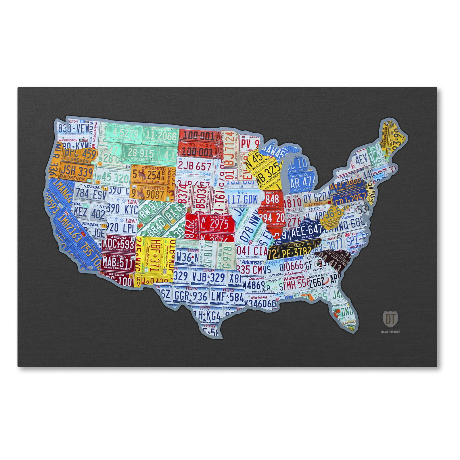 Trademark Fine Art 'Massive USA License Plate Map' Canvas Art by Design Turnpike, White Matte, Black Frame