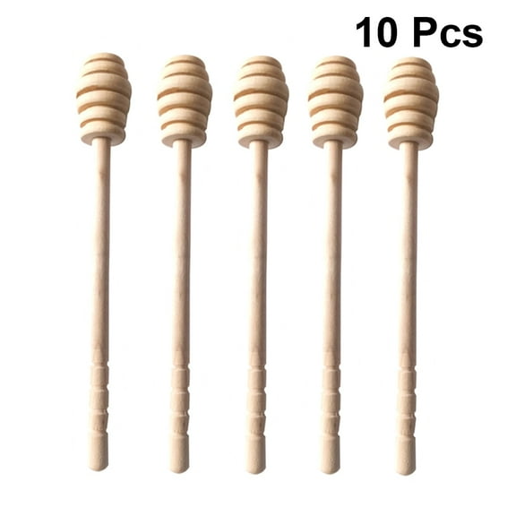 LEORX 10Pcs Wood Honey Spoons for Stirring Coffee Tea Desserts Natural Material
