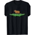 thumbnail image 1 of T-shirt 1 Pce Homme Décontracté avec Capybara Fantaisiste Crocodile Graphique Manches Courtes Col Rond, 1 of 5