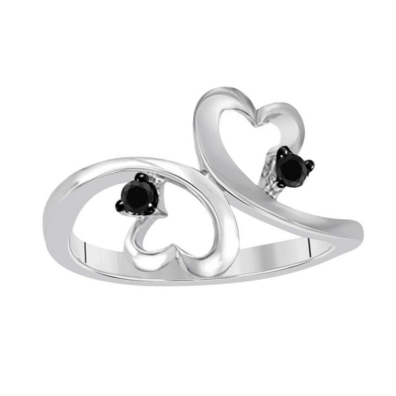 Diamond Engagement Rings For Women 0.10 Carat Natural Black Diamond Lightweight Heart Shape Wedding Anniversary Ring For Women In 10K White Rose Yellow Gold
