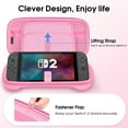 thumbnail image 3 of FINTIE Case for Nintendo Switch 2 (2025), Shockproof Hard Shell Carrying Case, Protective Cover Travel Bag w/19 Game Card & 2 Micro SD Card Slots & Inner Pocket for Accessories, Pink, 3 of 10