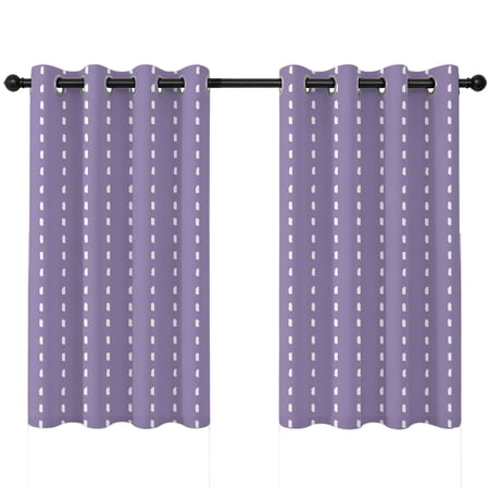 Vertical Lines Blackout Curtains 45 Inches Long Modern Abstract White Dashed Pattern Light Purple Thermal Insulated Room Darkening Drapes with Grommets for Living Room 42 W x 45 L 2 Panels