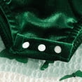 thumbnail image 6 of Pandaie Toddler Baby Girls Christmas Velvet Dress Butterfly Puff Sleeve Outfit 3M 6M 9M 12M 18M with Bow Headband Green,9-12 Months, 6 of 8