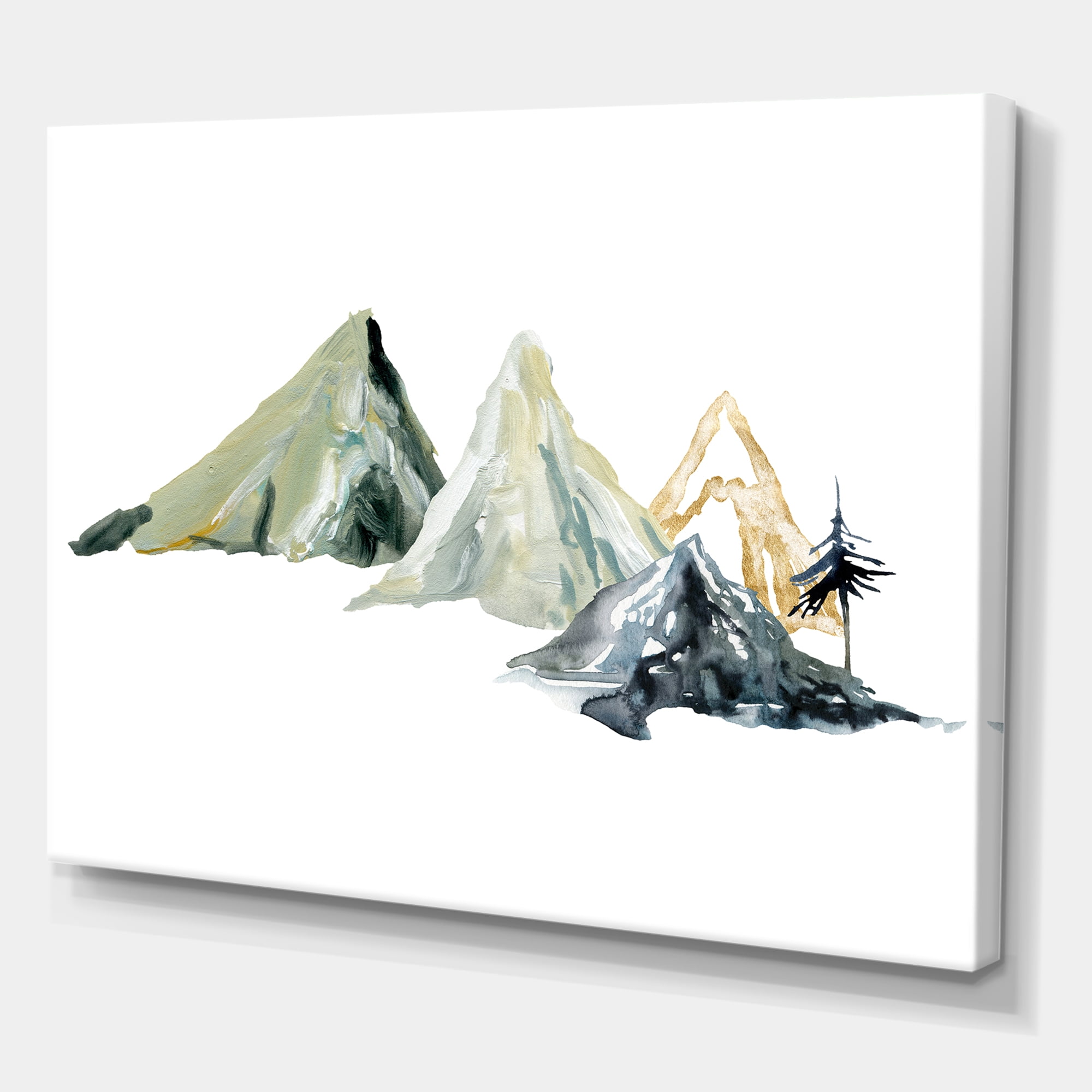 Designart ' Dark Blue Mountain Landscape Winter Minimalistic I ' Modern Canvas Wall Art Print