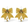 thumbnail image 3 of Feliz Navidad Bowknot Navidad Lentejuelas Guirnalda Adornos Espumoso Bola de pino Colgantes Corbata Artesanía Regalo Decoración Dorado 2 piezas Scienceny HA009456-01, 3 of 6