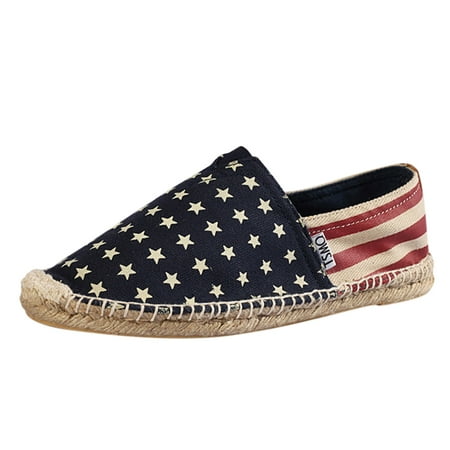 

ZHAGHMIN Women S Slip On Tennis Sport Shoes Ladies Fashion And Leisure Vintage Back Two Tone Striped Starsstripe Hand Stitching Espadrilles Canvas Shoes Casual Shoes For Women Wedge Womens Shoes Cas