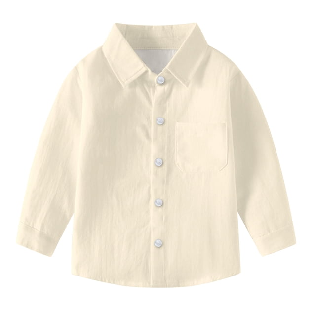 vdgthytj Toddler Baby Boys Girls Button down Shirts Kids Collared Long Sleeve Uniform Dress Shirt Tops Spring Fall Clothes