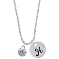 thumbnail image 1 of Delight Jewelry Silvertone Small Basketball with a AB Crystal Silvertone Script Initial Disc - H - Charm Necklace, 20"+3", 1 of 4