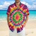 thumbnail image 2 of Yiaimeir Men's Fashion Loose Tie-Dye Printed Short Sleeve Beach Shirt，Size S-2XL, 2 of 5