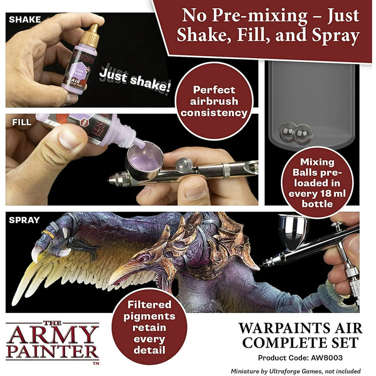 The Army Painter - Warpaints Airbrush Mega Paint Set & Airbrush Paint  Thinner Bundle - Non-Toxic Water Based Acrylic Airbrush Paint Set Flow  Improver and Airbrush Medium for Miniature Wargaming