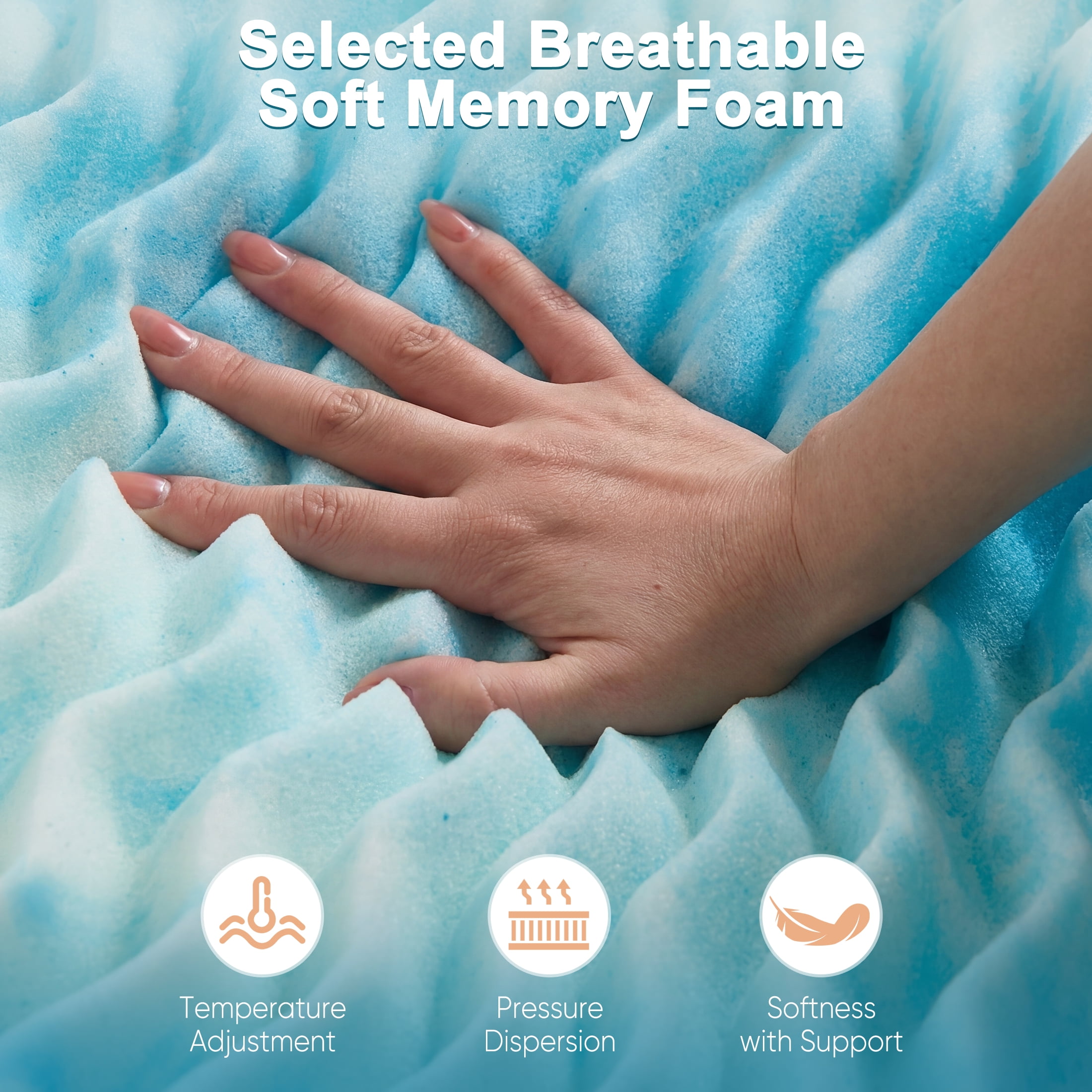 EDX 5-Zone Mattress Topper, 2 Inch Cooling Gel Memory Foam toppers for Optimal Pressure Dispersion, CertiPUR-US Certified, Full