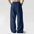 thumbnail image 3 of Uwinwear Men's Baggy Loose Fit Sweatpants Casual Drawstring Pants Y2K Wide Leg Stretchy Pants with Pockets Street Outdoor Fitness Jogging Pants,Dark Blue,XL, 3 of 4