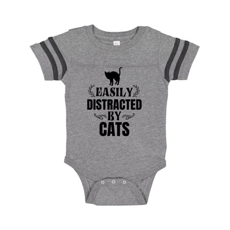 

Inktastic Easily Distracted by Cats Gift Baby Boy or Baby Girl Bodysuit
