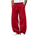 thumbnail image 2 of LJEFF Men Wide Leg Baggy Casual Pants, Soft Elastic Waist Breathable Pocket Outdoor Gift Trousers Red, 2 of 5