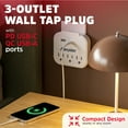 thumbnail image 5 of Energizer 4 Packs of 5 Device Fast Charging Multi Plug Wall Outlet Extender (3) AC Power Outlets (1) 20W PD Type C (1) 18W USB A (1) Built In Device Holder Power Strip Expander Outlet Splitter, 5 of 9
