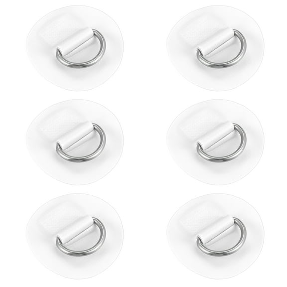 6 pcs 6cm White D Ring Patch Stainless Steel Round Shape D Ring Pads for Inflatable Boat Kayak
