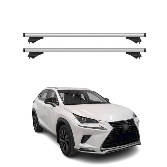 OMAC Cross Bars Roof Racks Aluminium for Lexus NX 2015-2021 Grey Carrier 2 Pcs Anti-Theft for Travel Kayak Canoe Surf Ski Snowboard Camping