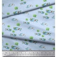 thumbnail image 2 of Soimoi Blue Rayon Fabric Tree & Rhinoceros Animal Printed Fabric 1 Yard 56 Inch Wide, 2 of 5