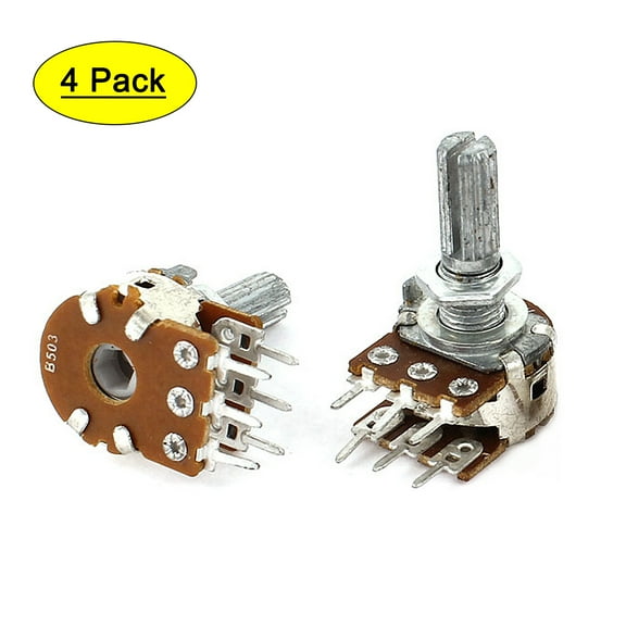 4Pcs B50K 50K ohm 20mm Shaft Long Rotary Linear Dual Taper Potentiometer