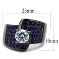 thumbnail image 2 of Luxe Jewelry Designs Women's Light Black IP Stainless Steel Ring with Clear and Amethyst CZ - Size 5, 2 of 4