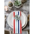 thumbnail image 2 of Red Blue Stripe Cloth Napkins Set of 8 Reusable Dinner Napkins, Gradient Geometric White Vertical Striped Cocktail Napkin Washable Table Napkins for Wedding/Holiday Party/Baby Shower 20"x20", 2 of 7