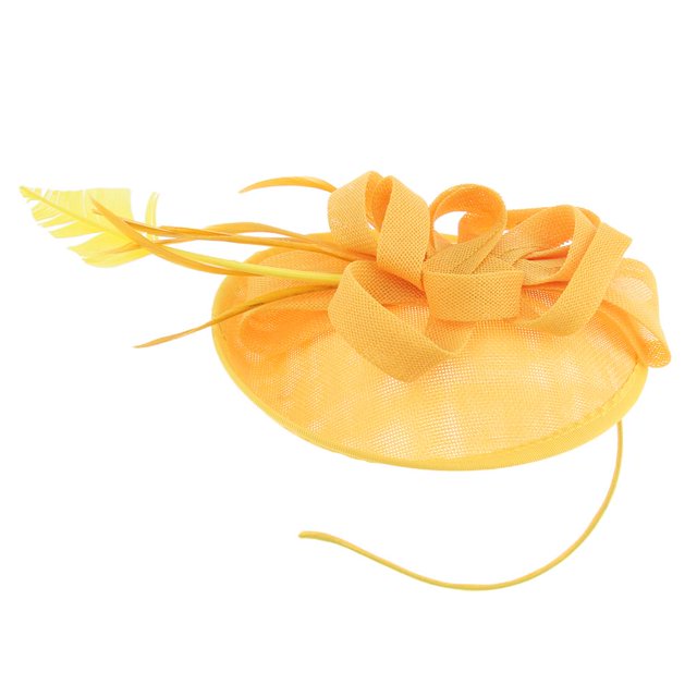 Diadema de mujer Sinamay Fascinator Hat Feather Party Pillbox Sombrero Flor Derby Sombrero para Mujer - Amarillo, 4 Amarillo Magideal Diadema de mujer