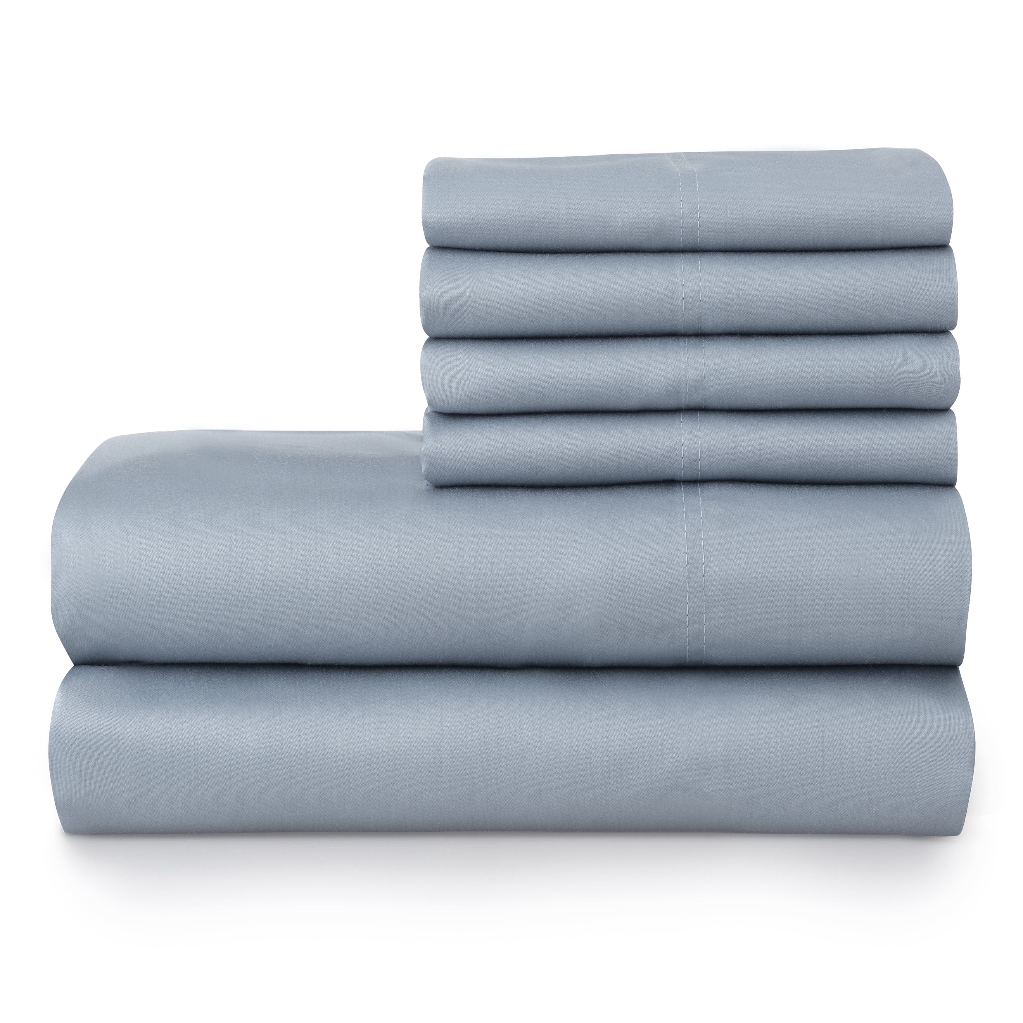 Hotel Style 1200 Thread Count Cotton Rich 6-Piece Sheet Set, Blue Linen, Queen