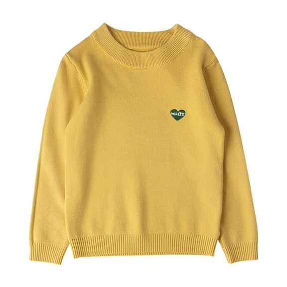 KHONTS Baby Girls Sweater Crew Neck Pullover Knit Solid Long Sleeve Fall Winter Clothes,Sizes 3-13 Years Yellow 160