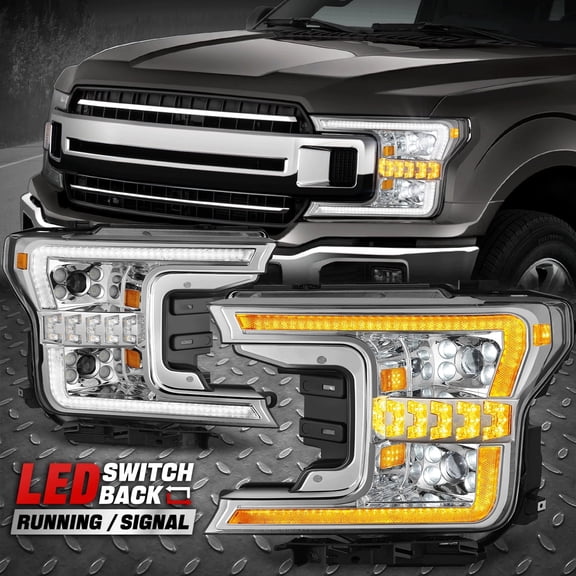 Nuvision for 18-20 Ford F150 Sequential Switchback LED Signal Projector Headlights Lamps