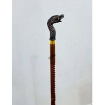 Brass Dragon Head Majestic Handle Rope-Style Wooden Walking Stick with Unique Finish Walking Cane for Christmas Halloween New Year Gift