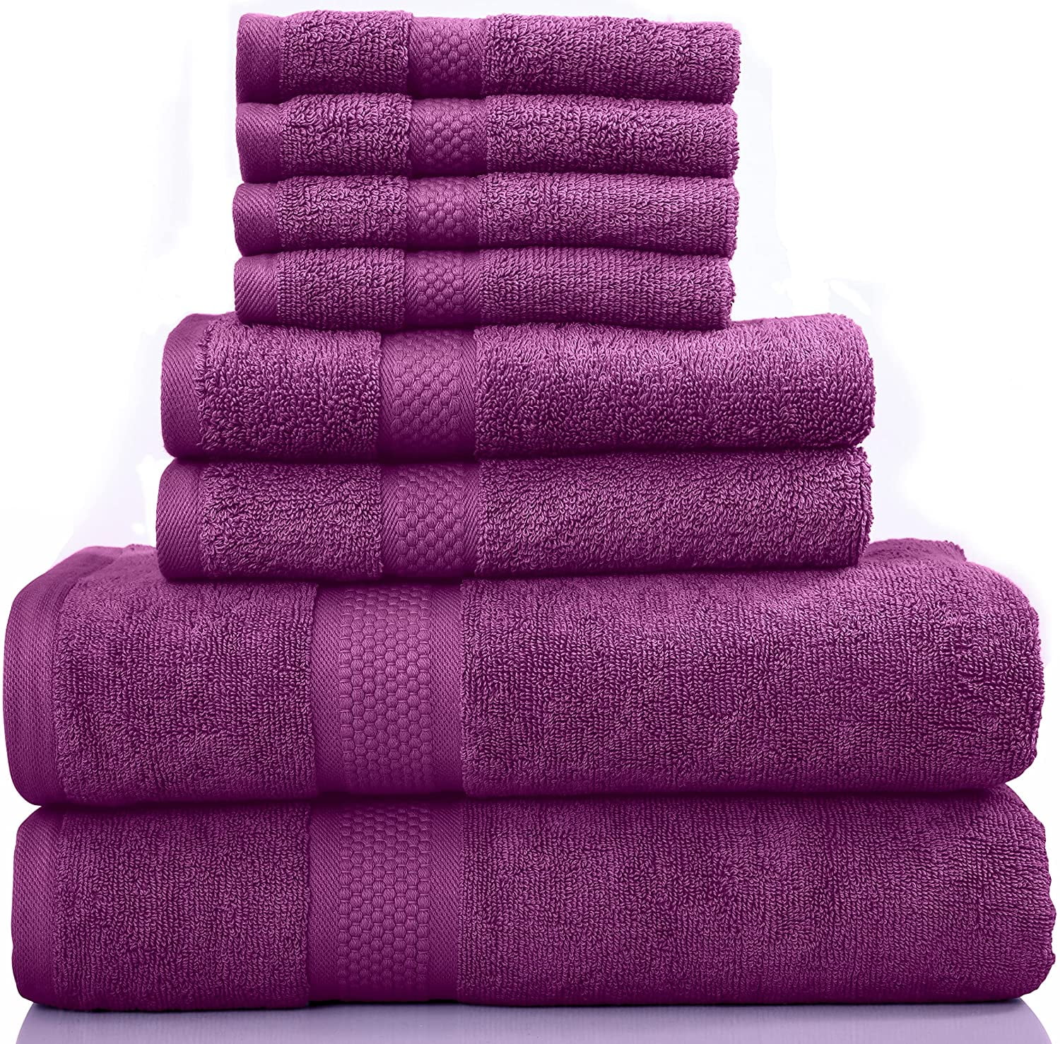 8Piece Bath Towel Set, 100 Cotton & 600 GSM Bathroom Towels, 2 Bath
