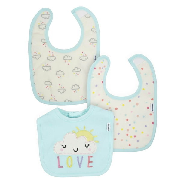 Gerber Organic Cotton Dribbler Bibs, 3Pk (Baby Girl)