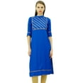 thumbnail image 1 of Bimba Womens Rayon Designer Tunic Lace Detail Yoke Kurtis Top Straight Blouse, 1 of 9