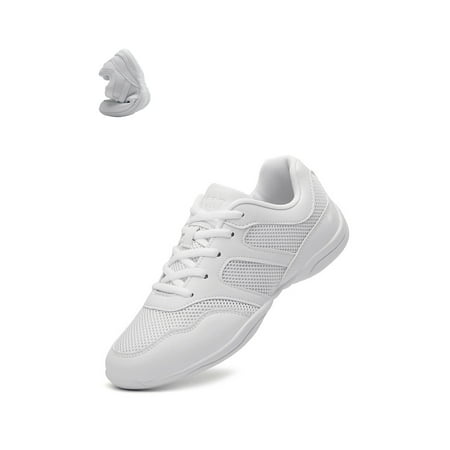 

Fangasis Kids Lightweight Cheer Shoes Girls Lace Up Jazz Dance Sneakers Dancing Comfortable Round Toe Cheerleading Shoes White 7