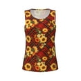 thumbnail image 3 of Picia Red Plaid Sunflower Pattern Women's Workout Tank Top,Breathable Activewear,Slim Fit Athletic Top,Versatile Workout Moisture-wicking top-Medium, 3 of 9