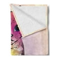 thumbnail image 2 of Cat Soft Flannel Fleece Throw Blanket, Geometrc Digital Color Robot Cat with Technologic Patterns Little Retro Art, Cozy Plush for Indoor and Outdoor Use, 50" x 70", Pink Fuchsia, by Ambesonne, 2 of 5