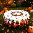 thumbnail image 5 of Halloween Round Tablecloth, Polyester Halloween Elements Printed Table Cover, Stain Resistant Reusable Dining Table Cloth for Kitchen Holiday Party Home Decor, 5 of 6