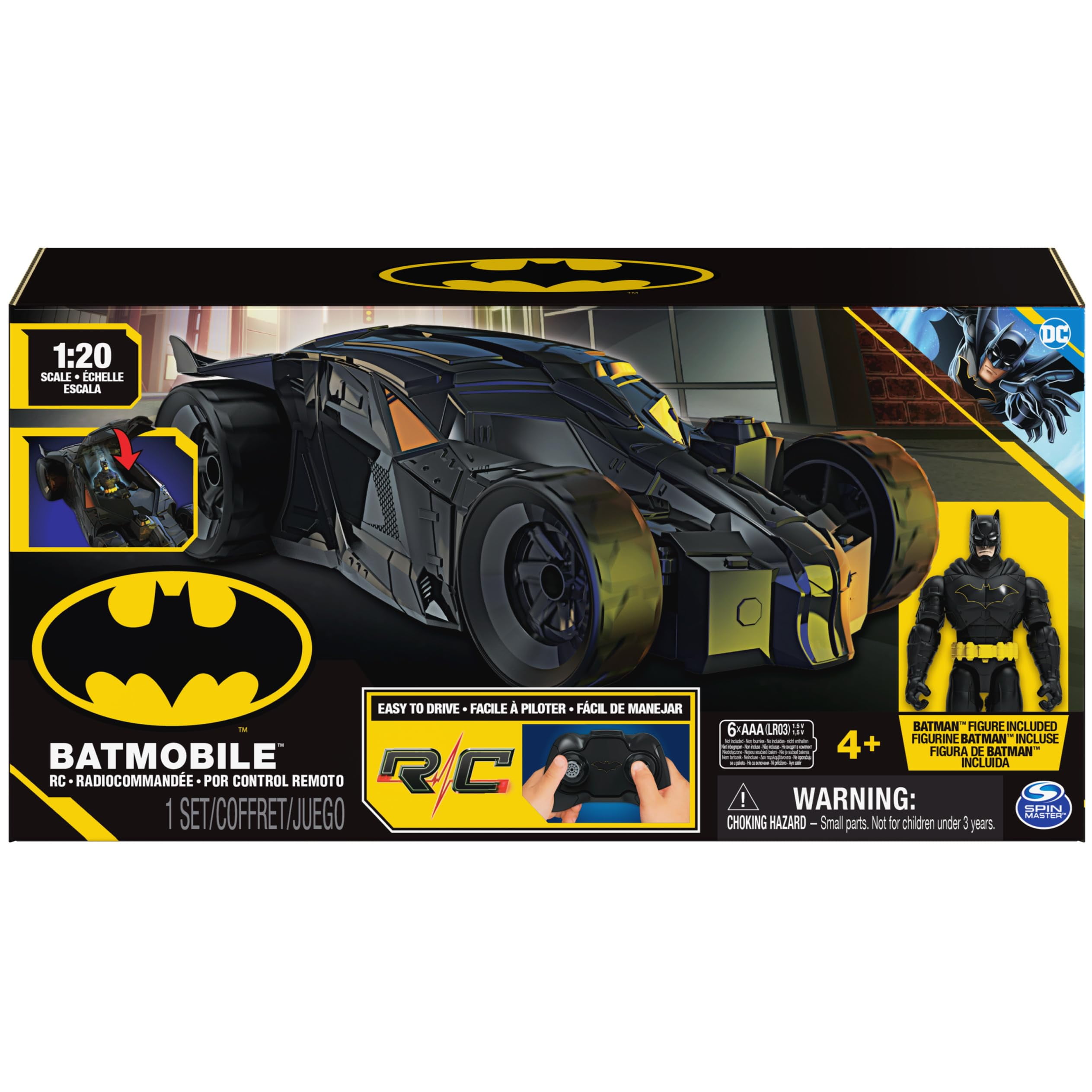 Coche con control remoto DC Comics Batman Batmobile para niños de