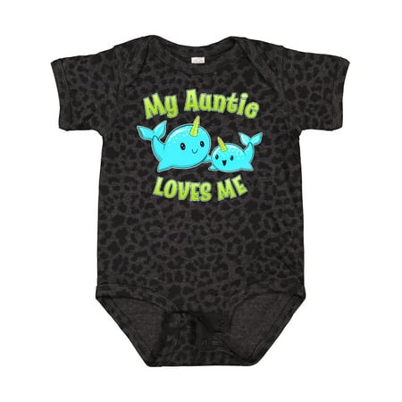 

Inktastic My Auntie Loves Me- Cute Narwhal Gift Baby Boy or Baby Girl Bodysuit