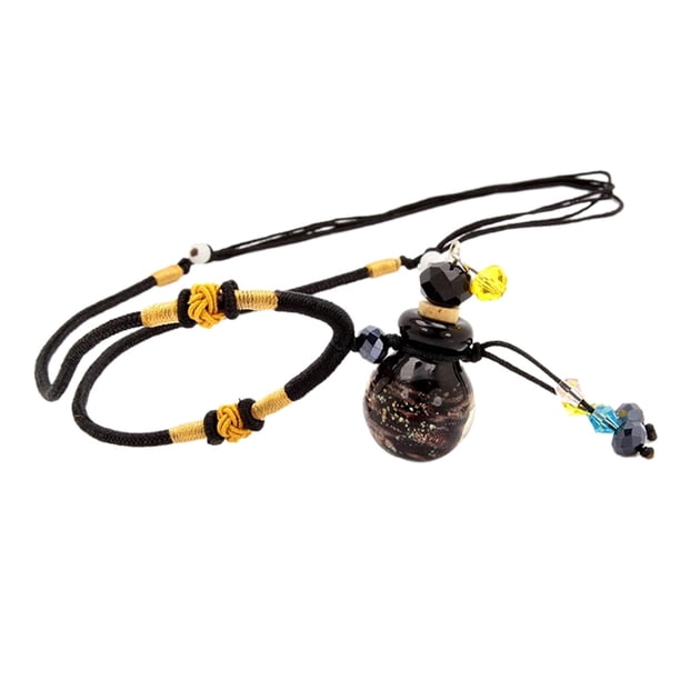 Difusor de aceite esencial con forma de calabaza de vidrio, colgante, collar, 1 ml, decorativo Negro