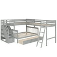 thumbnail image 3 of Twin over Full L-Shaped Bunk Bed With 3 Drawers, Ladder and Staircase - Gray, 3 of 9