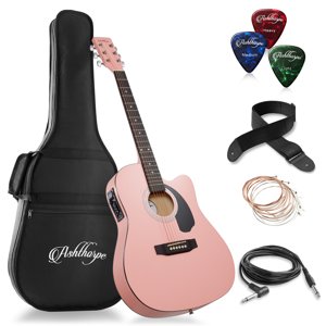 Ashthorpe 41" Acoustic Electric Cutaway Guitar, Pink