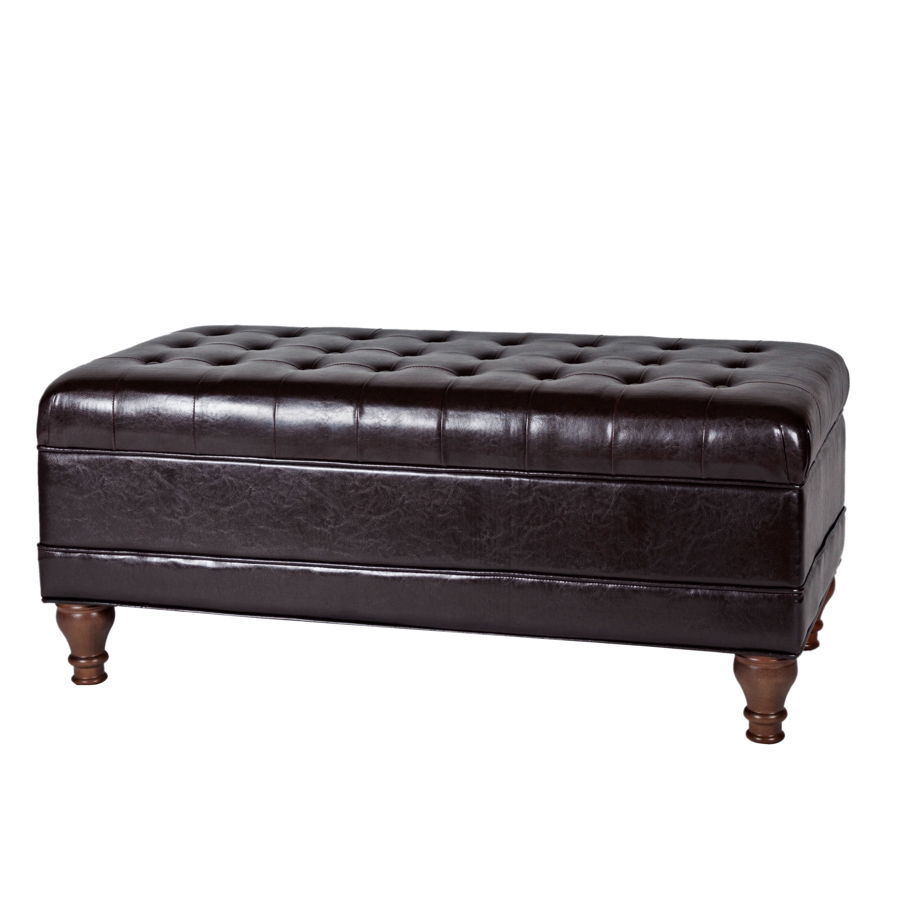 Homepop Deluxe Large Faux Leather Tufted Storage Bench Multiple