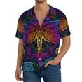 thumbnail image 3 of Daiia Indian Mandalas Dragonfly Men's Linen Shirts Short Sleeve Casual Shirts Button Down Shirt for Men Beach Summer Wedding Shirt-Medium, 3 of 7