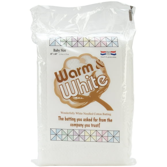 Warm Company Warm & White Cotton Batting-Crib Size 45"X60" Fob: Mi
