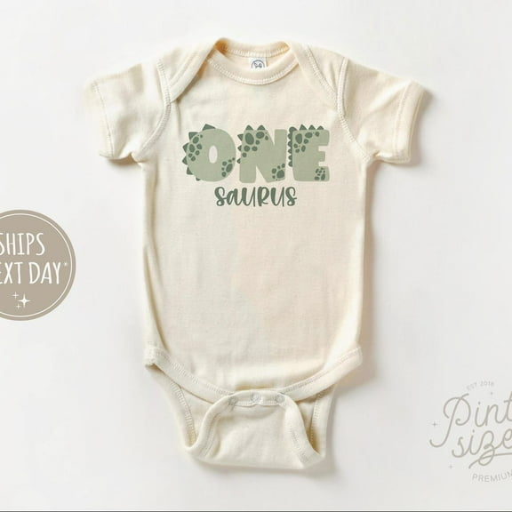 Baby Bodysuit BELLA CANVAS First Birthday Dinosaur Onesie One Saurus Baby Onesie Dinosaur 1St Birthday Bodysuit Boho Birthday Natural Onesie