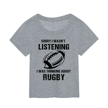 

ZMHEGW American Football Fans Sports Gift Summer Kids Character Football Letter Cool Printing Short Sleeve Out Wear T Shirt