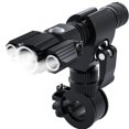 thumbnail image 1 of T6 L2LED Aleación de aluminio Multifunción Cabeza de tres lámparas Forma de avión Linterna Luz de bicicleta impermeable Luces delanteras con cable USB y batería y clip y luz trasera (Negro), 1 of 7