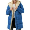 thumbnail image 2 of Tdoqot Womens Winter Long Coats with Hood- Casual Full Zip Windproof Warm Sherpa Lined Puff Jacket Parkas Blue Size XL, 2 of 6